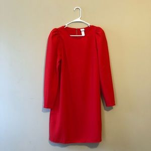 NWT Red H&M Dress Size Small Long Sleeve Puffy Shoulder